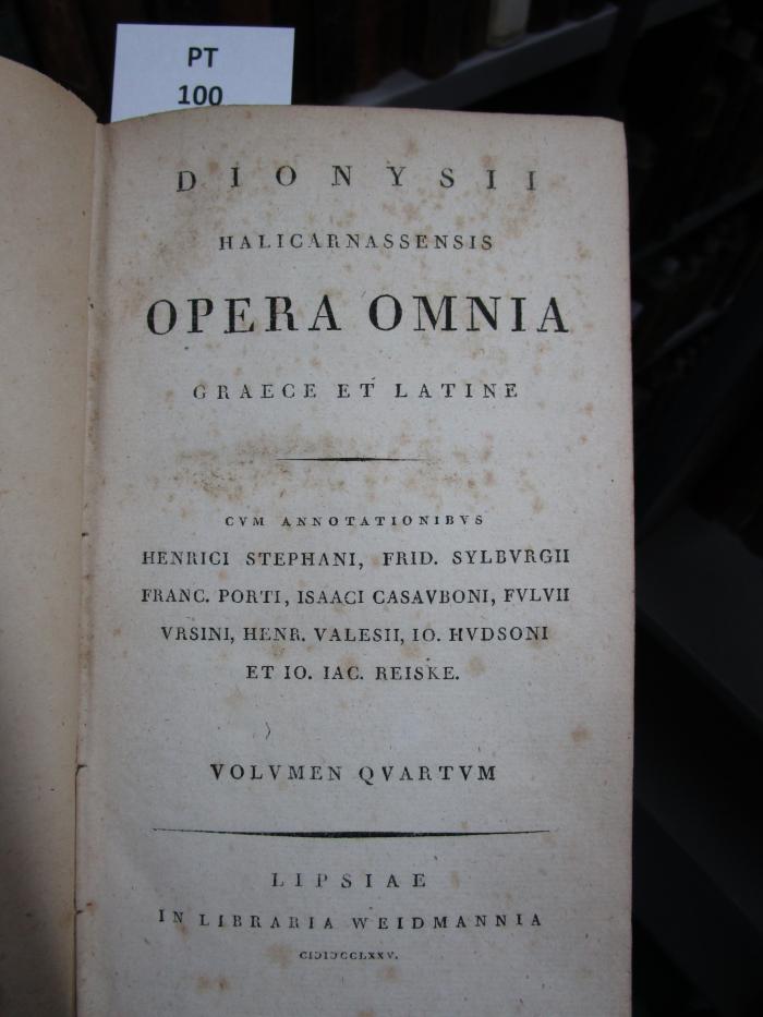  Dionysii Halicarnassensis Opera omnia Graece et Latine (1775)