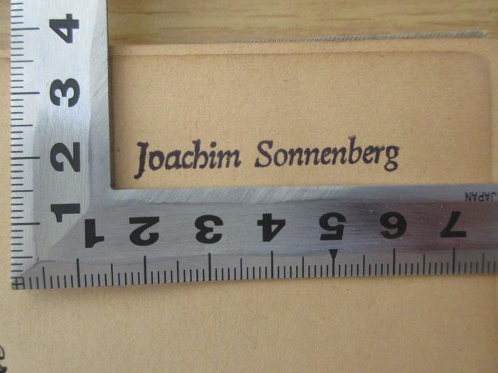 1 T 37 : Johann Heinrich Lambert : Leistung und Leben (1944);- (Sonnenberg, Joachim), Stempel: Autogramm; 'Joachim Sonnenberg'. 