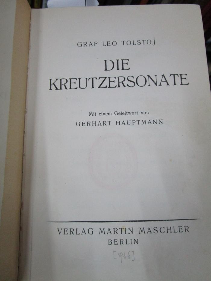 Cu 1213 c: Die Kreutzersonate (1926)