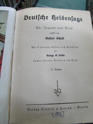 Cw 596 ba: Deutsche Heldensage : Für Jugend und Volk (1932)