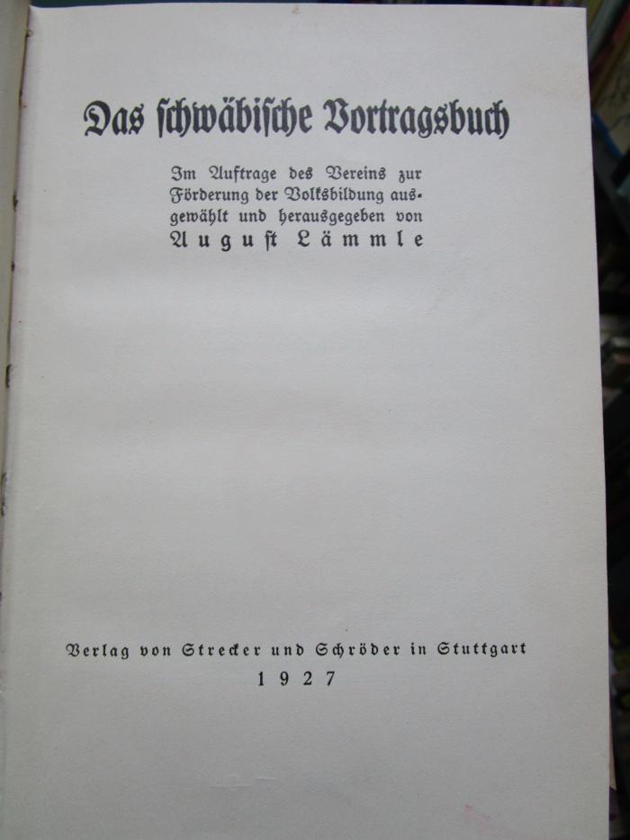 Cx 197: Das schwäbische Vortragsbuch (1927)