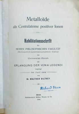  Metalloide als Centralatome positiver Ionen
Habilitationsschrift der hohen Philosophischen Fakultät der Universität Zürich
  (1904)