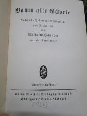 Cx 196 g: Bamm alte Gäwele : Luschtiche Hoheloher G'schichtlich und Gedichtlich (1926)