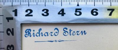  Metalloide als Centralatome positiver Ionen
Habilitationsschrift der hohen Philosophischen Fakultät der Universität Zürich
  (1904);- (Stern, Richard), Stempel: Name; 'Richard Stern'. 