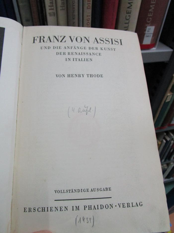 Dd 634 d: Franz von Assisi und die Anfänge der Kunst der Renaissance in Italien (1934)
