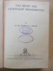 E 790 : Das Recht der nationalen Minderheiten (1931)