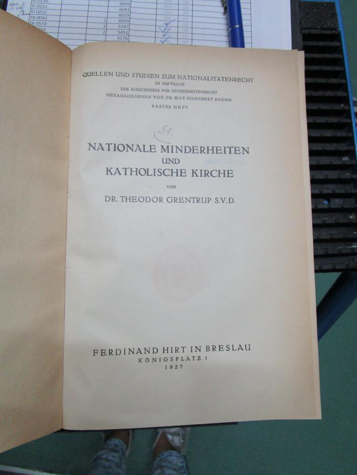 Fb 1082: Nationale Minderheiten und katholische Kirche (1927)