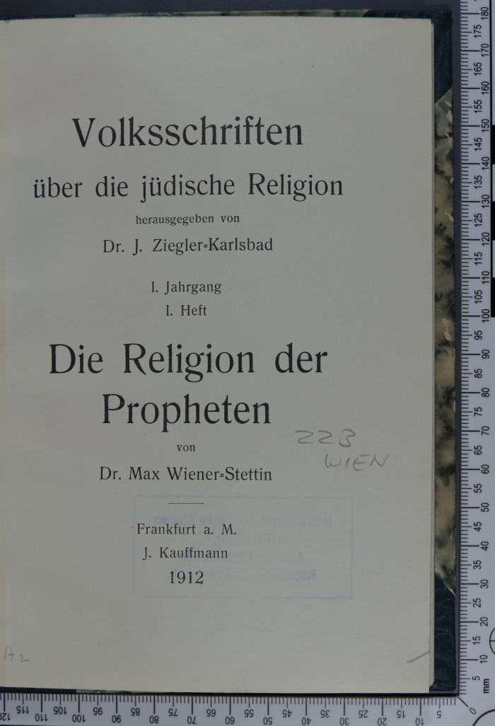 223 WIEN : Die Religion der Propheten (1912)