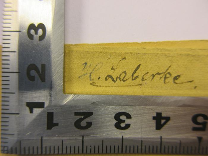 - (Laberke, H.), Von Hand: Name; 'H. Laberke'. 