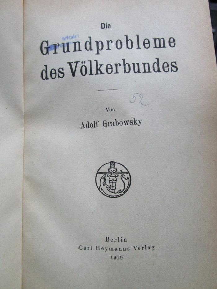 El 250: Die Grundprobleme des Völkerbundes (1919)