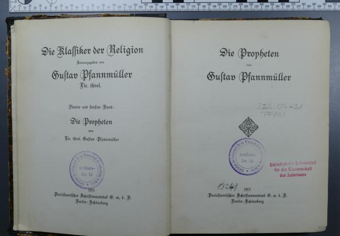 223.07=31 PFAN;Cb 88 [?] ; ;: Die Propheten (1913)