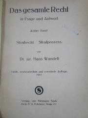 Ea 276 e 5: Strafrecht. Strafprozess. (1922)