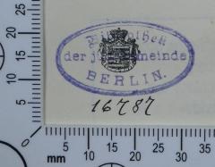 - (Jüdische Gemeinde zu Berlin;Jüdische Gemeinde zu Berlin), Von Hand: Inventar-/ Zugangsnummer; '16787'. 