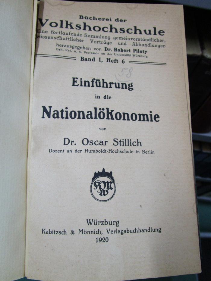 Gd 625: Einführung in die Nationalökonomie (1920)