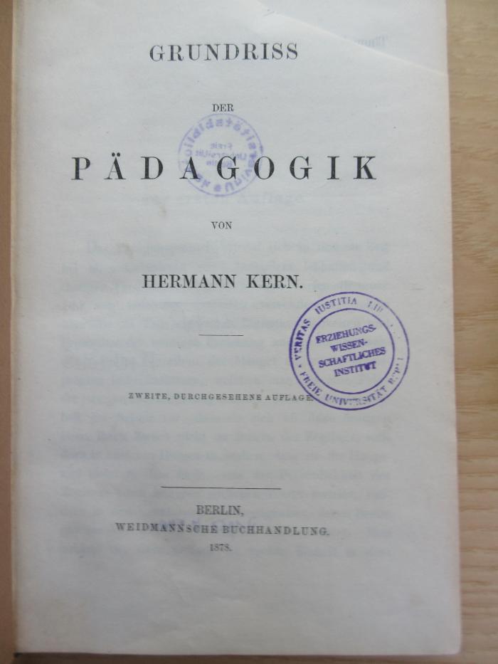 PA 0100/36 b/2 (ausgesondert) : Grundriss der Pädagogik (1878)