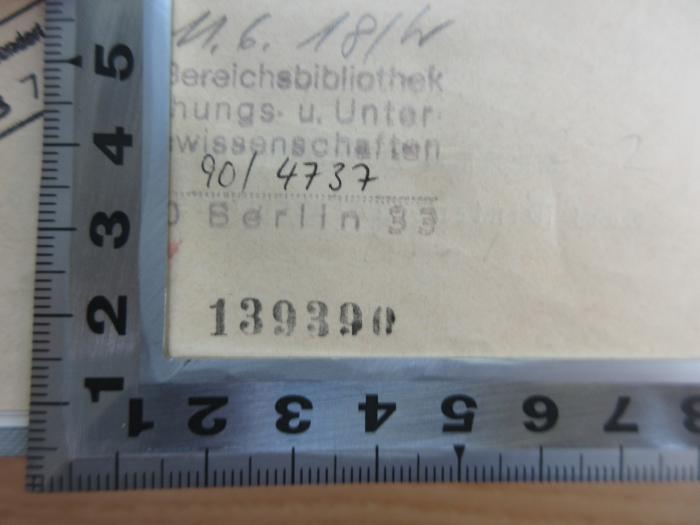 PE 0811 A/72/2 (ausgesondert) : Das Schulwesen der deutschen Reformation im 16. Jahrhundert  (1902);-, Stempel: Nummer; '139390'