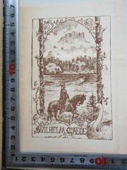 -, Etikett: Exlibris, Name, Abbildung; 'Wilhelm Gaede'