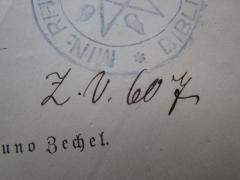 - (Johannisloge Minerva zum Vaterländischen Verein und Rhenana zur Humanität (Köln)), Von Hand: Signatur; 'Z. V. 607'. 