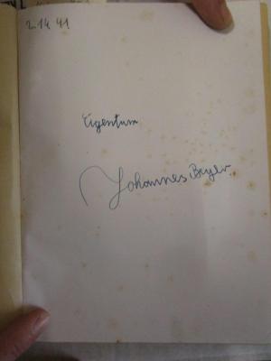 Kibu 951: Auerbachs Deutscher Kinder-Kalender 1941 (1940);- (Beyer, Johannes), Von Hand: Autogramm, Name, Datum; '2.14.41.
Eigentum Johannes Beyer'. 