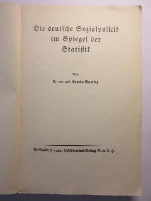 38/80/40132(0) : Die deutsche Sozialpolitik im Spiegel der Statistik (1929)