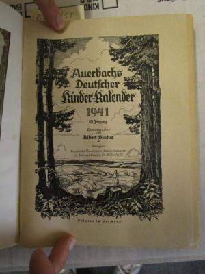 Kibu 951: Auerbachs Deutscher Kinder-Kalender 1941 (1940)