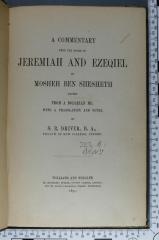233.6 BENS;Ce 58 ; ;: A Commentary upon the Books of Jeremiah and Ezeqiel (1871)